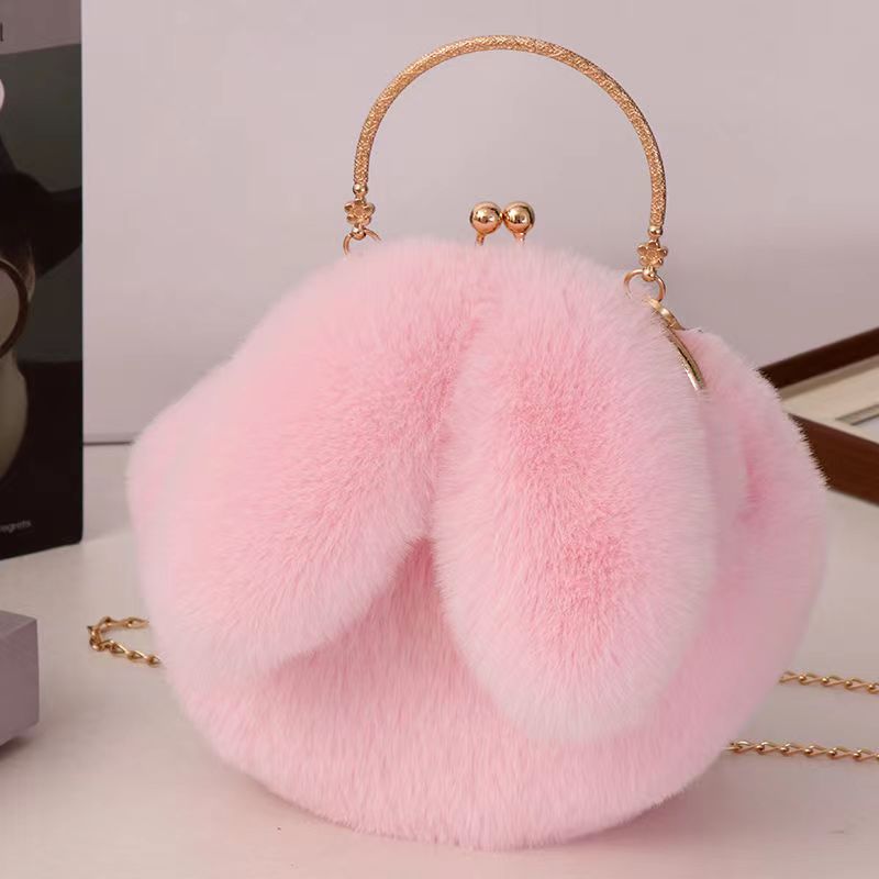 New Rabbit Ear Plush Women's Handbags Oblique Span Cute Women's Bag  Handheld Wool Bag Autumn And Winter Jacketed Shoulder Bag Crossbody Bags