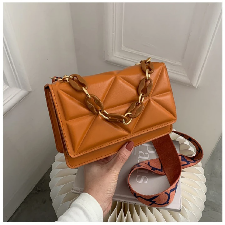 Single Shoulder Crossbody Women's Handbags Popular Chain Handbag Texture Niche Diamond Grid Small Square Bag