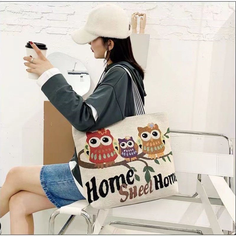 Large Capacity Canvas Bag Shoulder Bag Linen Crossbody Bag For Women Trendy Cool Ethnic Style Shoulder Bag Handbag