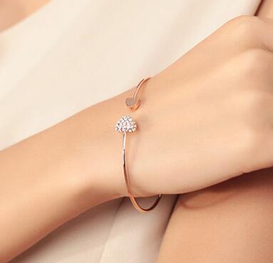 JC Gift women Bracelets Adjustable Crystal Heart Cuff Jewelry Lady Bracelet Jewellery