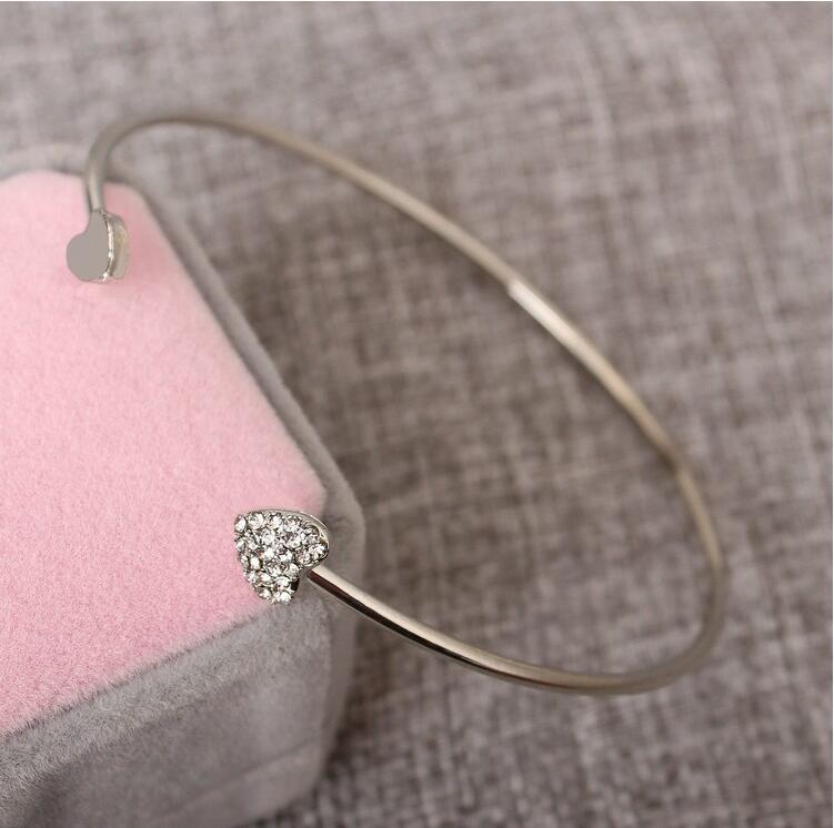 JC Gift women Bracelets Adjustable Crystal Heart Cuff Jewelry Lady Bracelet Jewellery