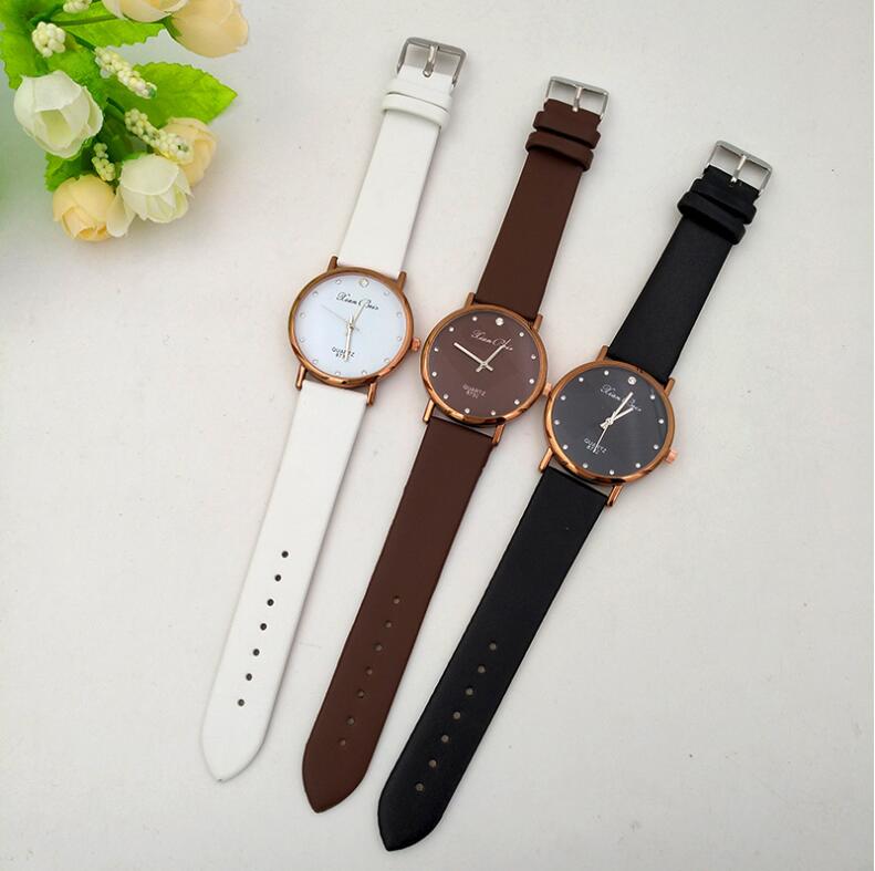 JC Women watches Trendy Dot diamond bracelet Women Men watch leather belt lady Quartz Wristwatch