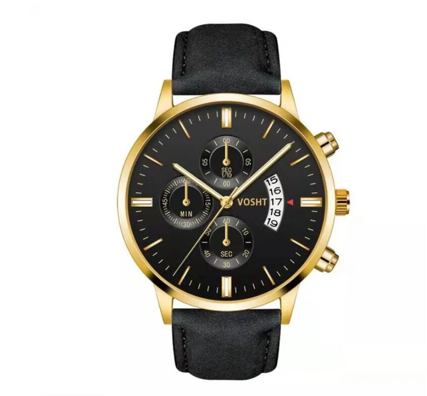 JC Men Watches Men Fashion Sport Stainless Steel Case Leather Band Watch Quartz Business Wristwatch Attractive Men Sport Outdoor Minimalist Watch