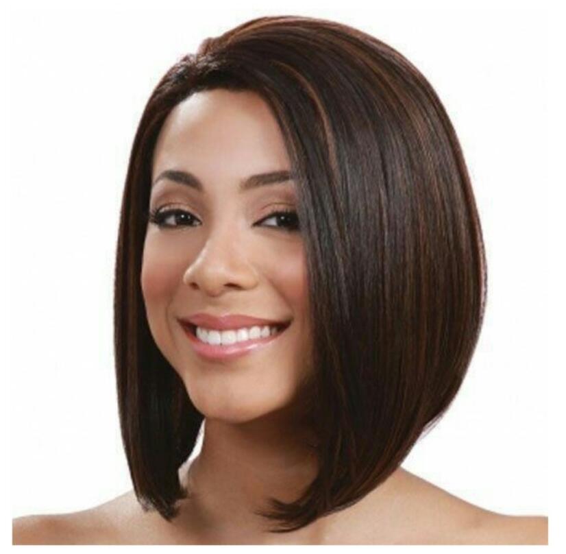 JC Fashion short Hair Wigs 13 inch gradient dark/light brown Synthetic wigs Beauty lace Hair net