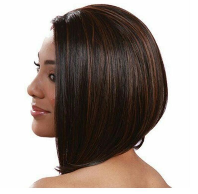 JC Fashion short Hair Wigs 13 inch gradient dark/light brown Synthetic wigs Beauty lace Hair net