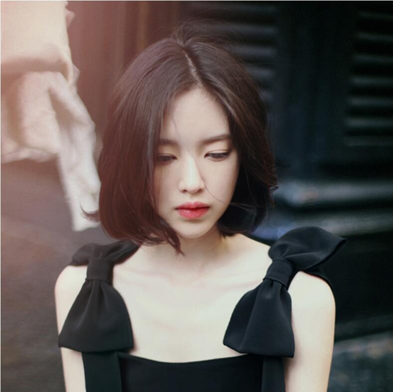 JC Fashion short Hair Wigs 13 inch gradient dark/light brown Synthetic wigs Beauty lace Hair net