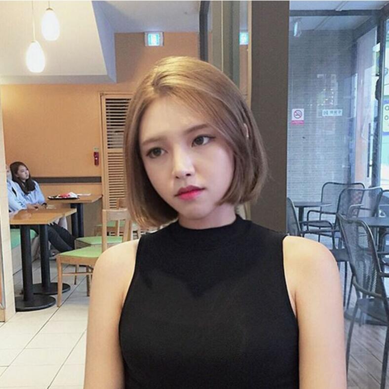 JC Fashion short Hair Wigs 13 inch gradient dark/light brown Synthetic wigs Beauty lace Hair net