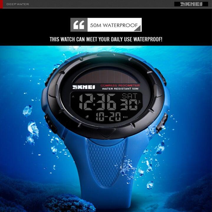 SKMEI 1405 sports Men Watches Waterproof Solar watch Energy power supply smartwatches Waterproof LED Digital Watch Men Luxury Brand Electronic Mens  Bracelet