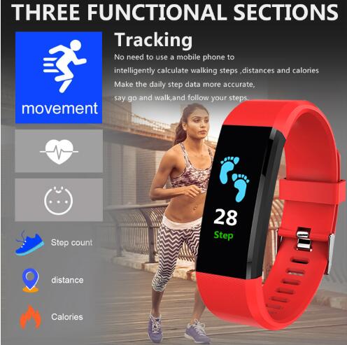 JC 115+ Bracelet Smart Watch Heart Rate SmartBand Fitness Tracker Smartwatch band Bluetooth Wristband