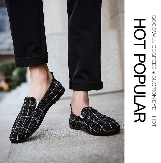 JC new FASHION men shoes Loafers Slip-Ons Leisure Lazy Canvas British style Shoes Driving Shoes