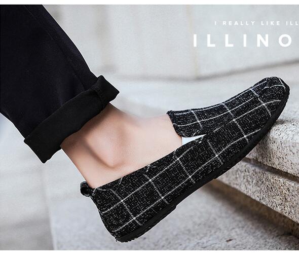 JC new FASHION men shoes Loafers Slip-Ons Leisure Lazy Canvas British style Shoes Driving Shoes