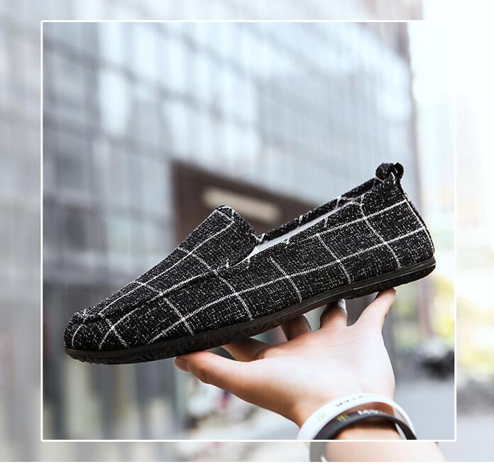 JC new FASHION men shoes Loafers Slip-Ons Leisure Lazy Canvas British style Shoes Driving Shoes