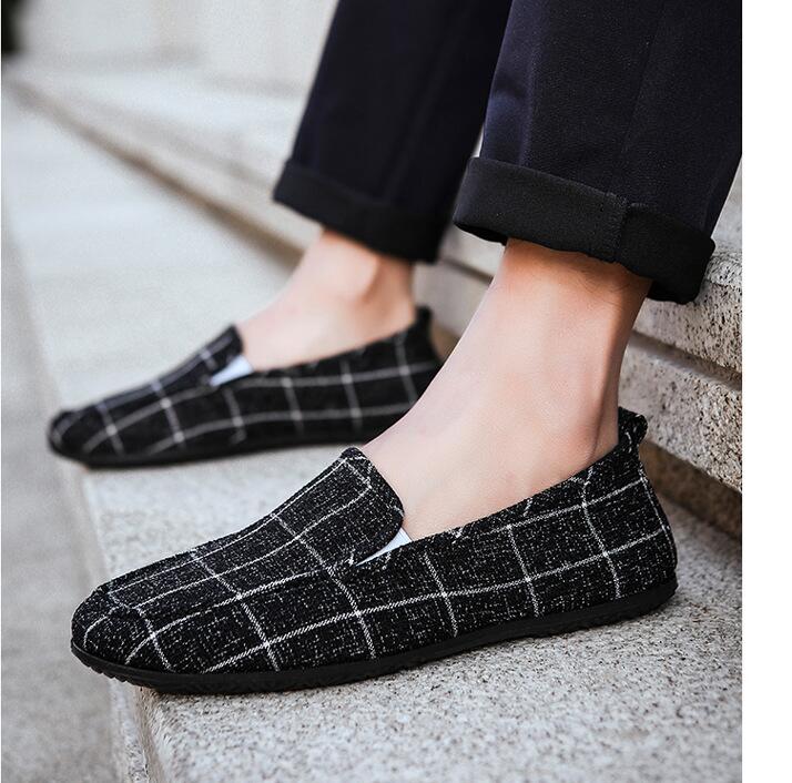 JC new FASHION men shoes Loafers Slip-Ons Leisure Lazy Canvas British style Shoes Driving Shoes