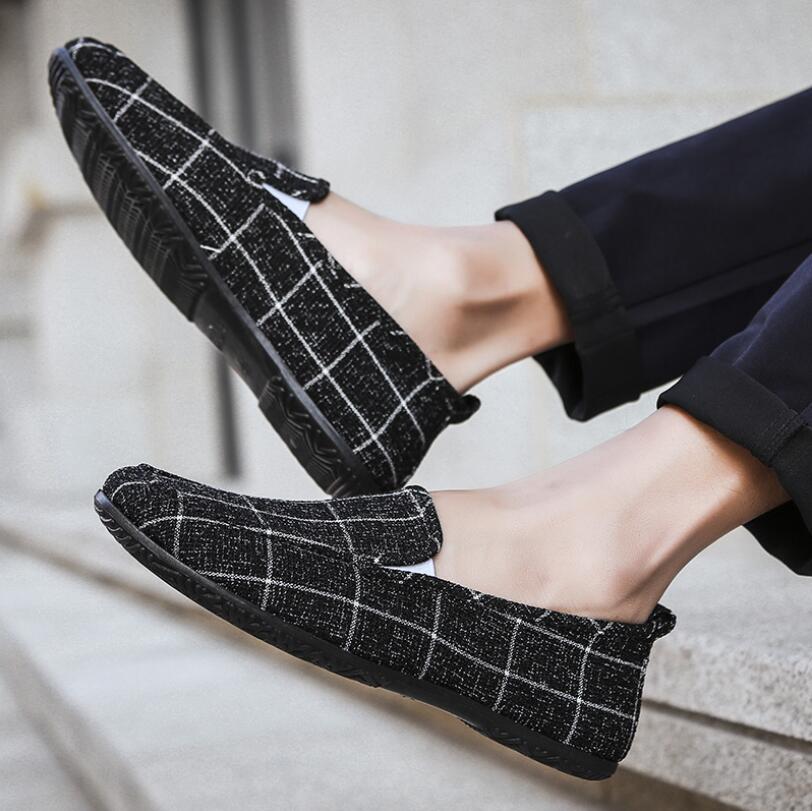 JC new FASHION men shoes Loafers Slip-Ons Leisure Lazy Canvas British style Shoes Driving Shoes
