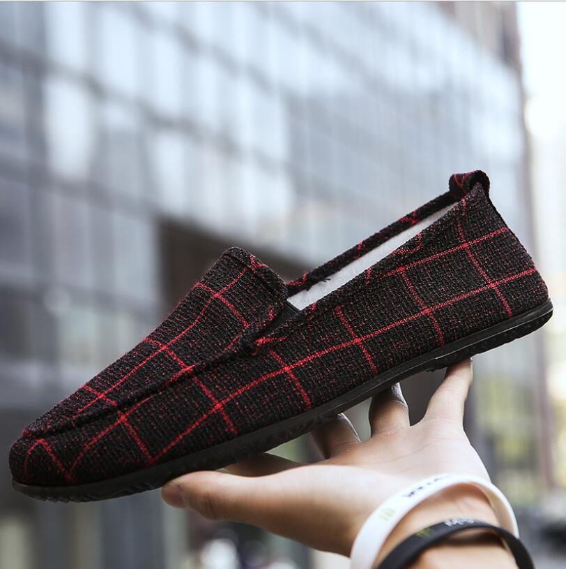 JC new FASHION men shoes Loafers Slip-Ons Leisure Lazy Canvas British style Shoes Driving Shoes