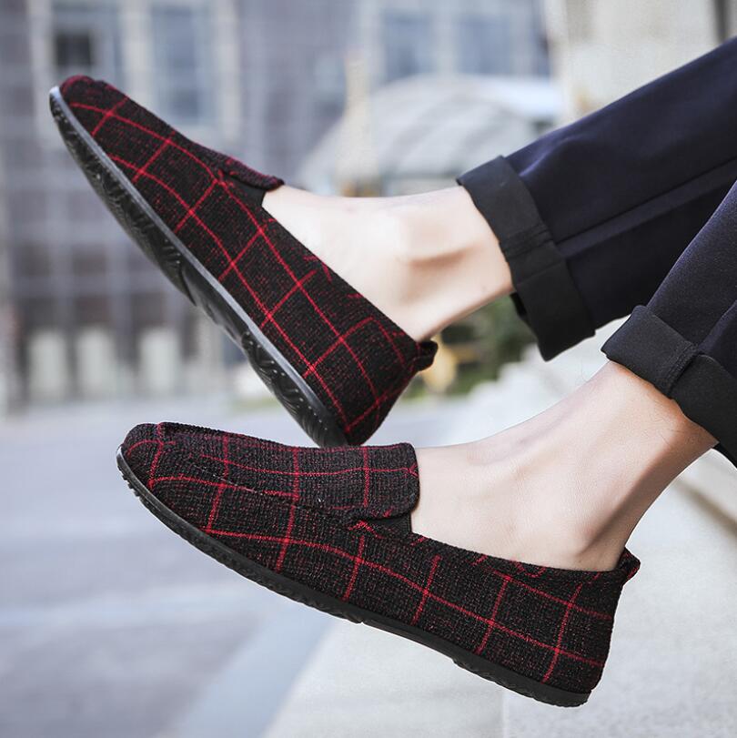 JC new FASHION men shoes Loafers Slip-Ons Leisure Lazy Canvas British style Shoes Driving Shoes