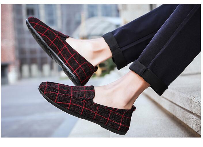 JC new FASHION men shoes Loafers Slip-Ons Leisure Lazy Canvas British style Shoes Driving Shoes