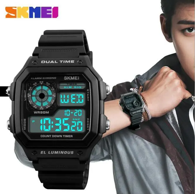 SKMEI 1299 men Smartwatches Top Brand LED smart Watches Men Military Sports LED wristwatch bracelet