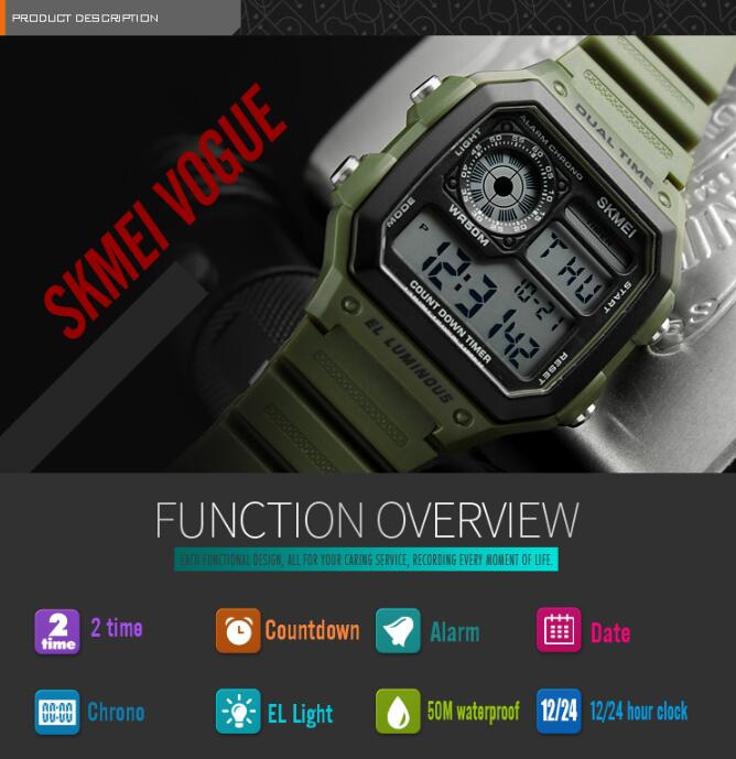 SKMEI 1299 men Smartwatches Top Brand LED smart Watches Men Military Sports LED wristwatch bracelet