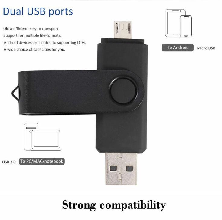 JC 2 in 1 Rotate colorful flash disks OTG USB drive flashdisks flash drive phones computer Android