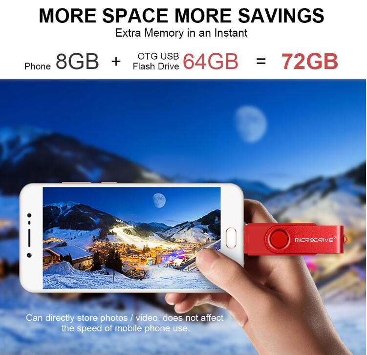JC 2 in 1 Rotate colorful flash disks OTG USB drive flashdisks flash drive phones computer Android