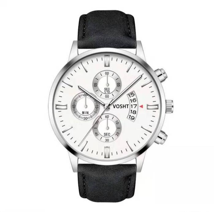 JC Men Watches Men Fashion Sport Stainless Steel Case Leather Band Watch Quartz Business Wristwatch Attractive Men Sport Outdoor Minimalist Watch