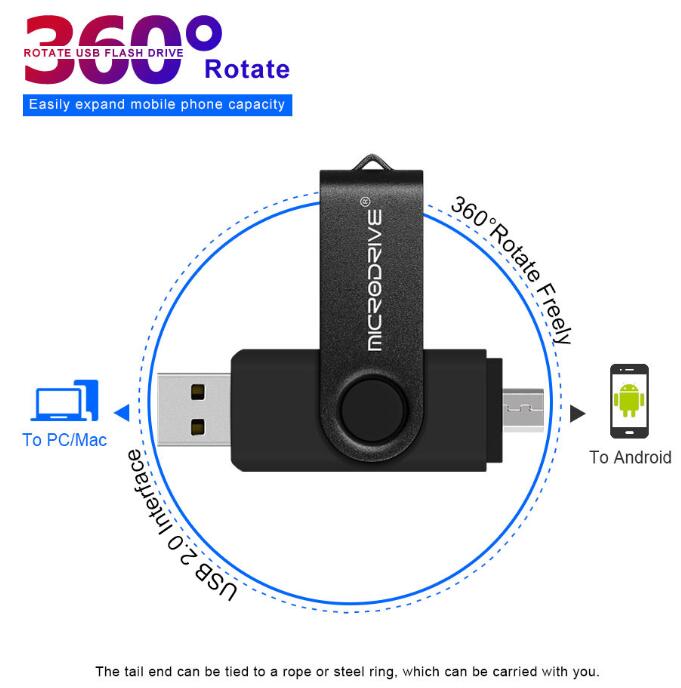 JC 2 in 1 Rotate flash disks OTG USB  flash disk pendrive USB flash drives phones Android plug memory stick  for phones computer Android plug 32G64G