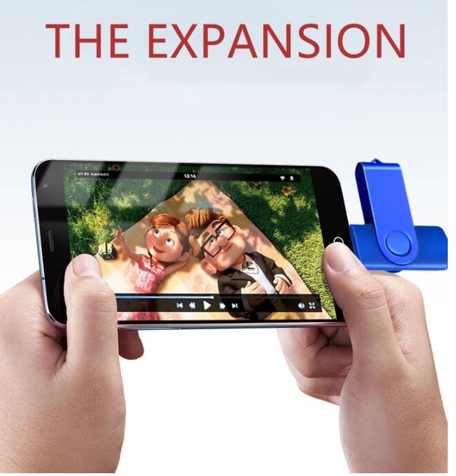 JC 2 in 1 Rotate flash disks OTG USB  flash disk pendrive USB flash drives phones Android plug memory stick  for phones computer Android plug 32G64G