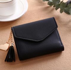 JC Short women wallets women multi-layer wallets lady purse and handbags PU handbag for women Black ordinary