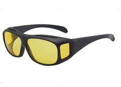 Men Sunglasses drivers Sun glasses HD Polarized Night Vision Wrap Around Glasses Anti Glare Lens yellow+black ordinary