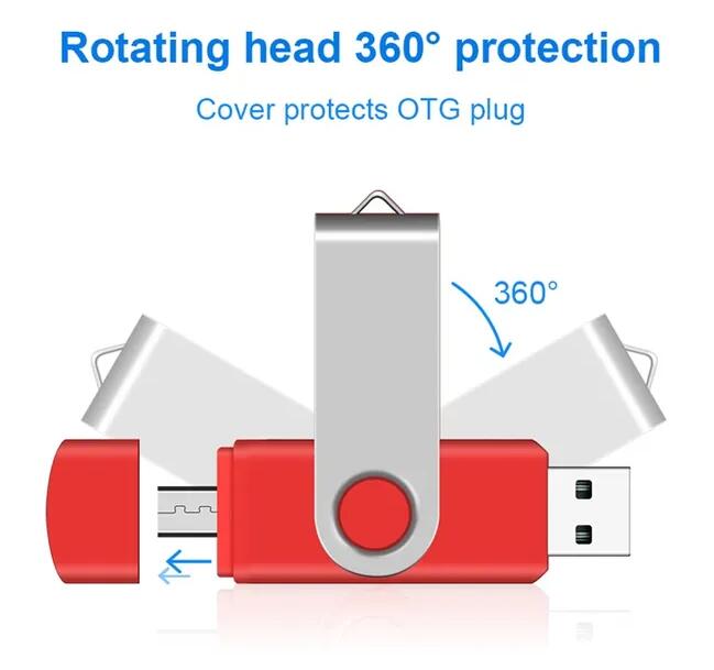 JC 2 in 1 Rotate colorful flash disks OTG USB drive flashdisks flash drive phones computer Android