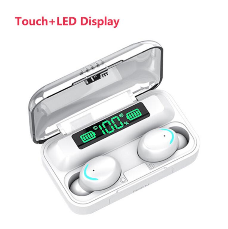 JC F9-5c Bluetooth Earphones Bluetooth Wireless Earphones hi-fi power display Subwoofer Earbuds for samsung huawei xiaomi phones