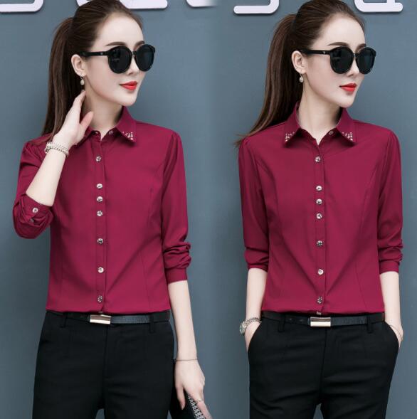 JC White shirt long sleeve color matching Plaid office dress black overalls women&apos;s work shirt