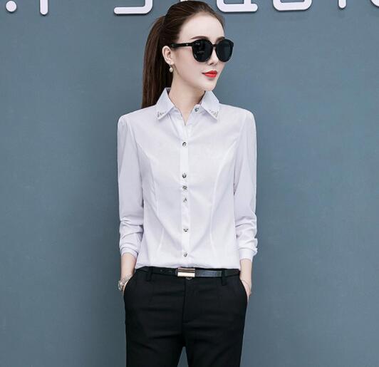 JC White shirt long sleeve color matching Plaid office dress black overalls women&apos;s work shirt