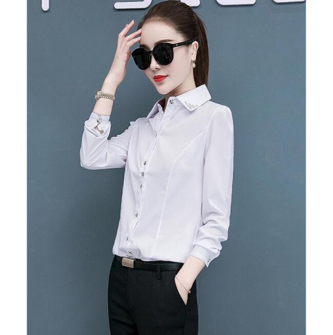 JC White shirt long sleeve color matching Plaid office dress black overalls women&apos;s work shirt