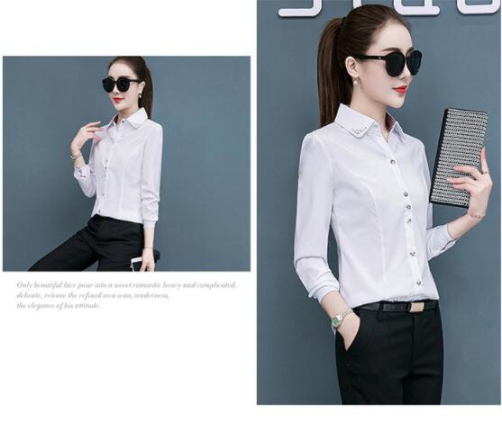 JC White shirt long sleeve color matching Plaid office dress black overalls women&apos;s work shirt