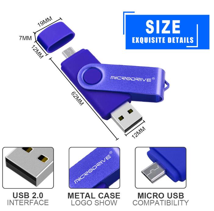 JC 2 in 1 Rotate colorful flash disks OTG USB drive flashdisks flash drive phones computer Android