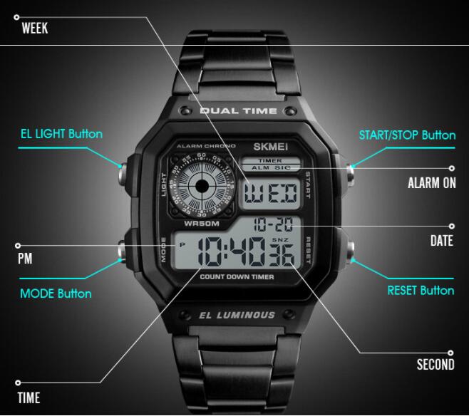SKMEI 1335 men Smartwatches Top Brand LED smart Watches Men Military Sports LED wristwatch bracelet