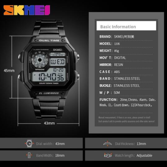 SKMEI 1335 men Smartwatches Top Brand LED smart Watches Men Military Sports LED wristwatch bracelet