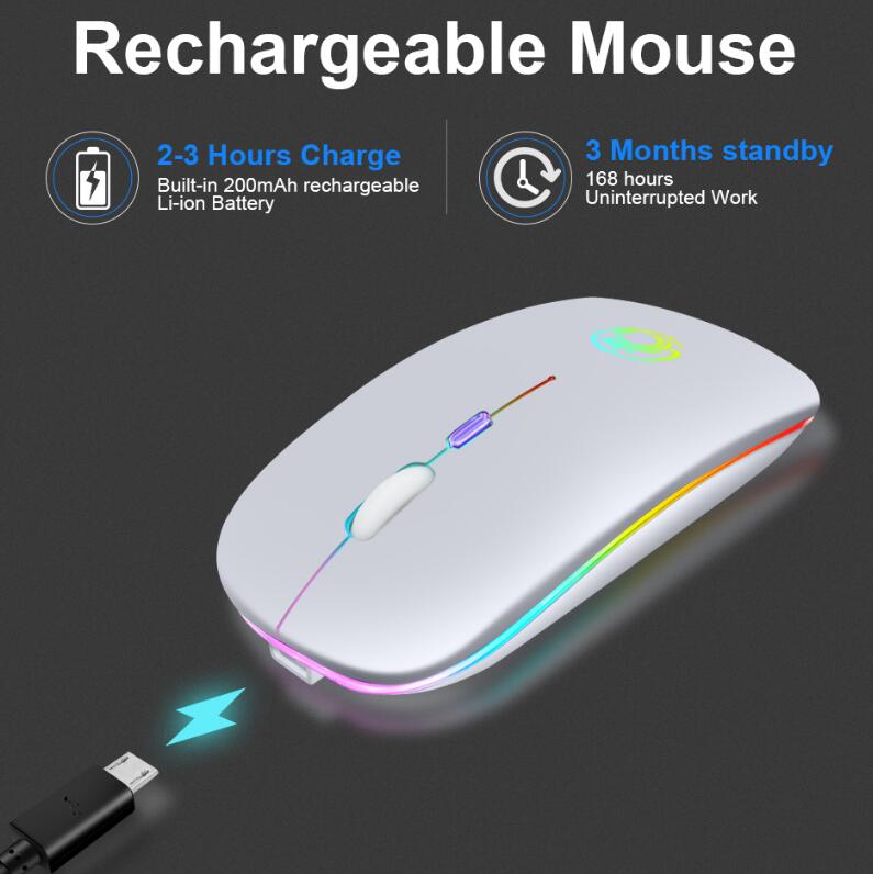 JC New Mouse Wireless Mouse RGB Rechargeable Mouse Computer Silent LED Backlit Mouse For PC