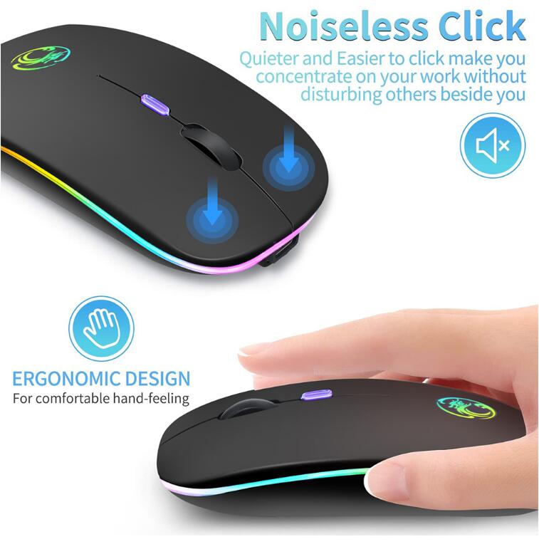 JC New Mouse Wireless Mouse RGB Rechargeable Mouse Computer Silent LED Backlit Mouse For PC