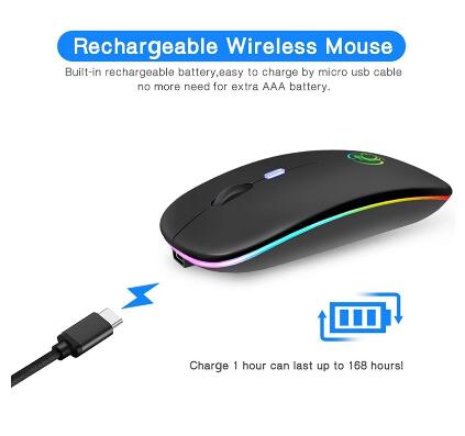 JC New Mouse Wireless Mouse RGB Rechargeable Mouse Computer Silent LED Backlit Mouse For PC