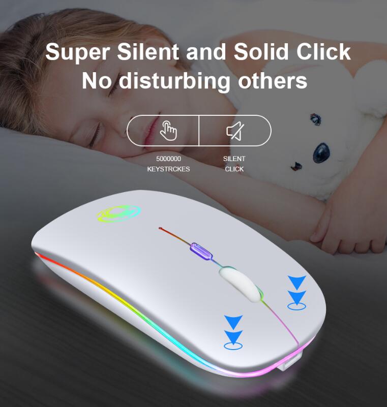 JC New Mouse Wireless Mouse RGB Rechargeable Mouse Computer Silent LED Backlit Mouse For PC