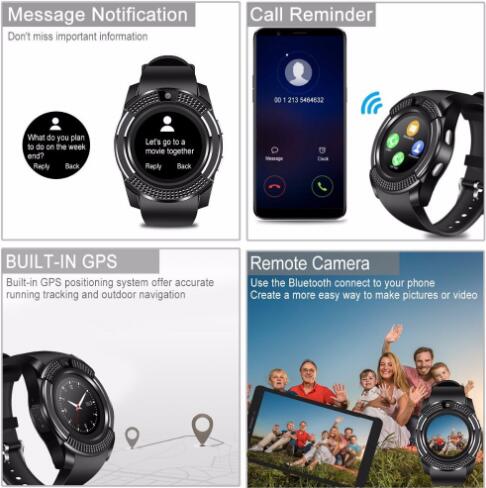 JC V8 Wearable Smartwatch Camera SIM/TF Bluetooth Smart Watch Men Multifunction Digital WristWatch