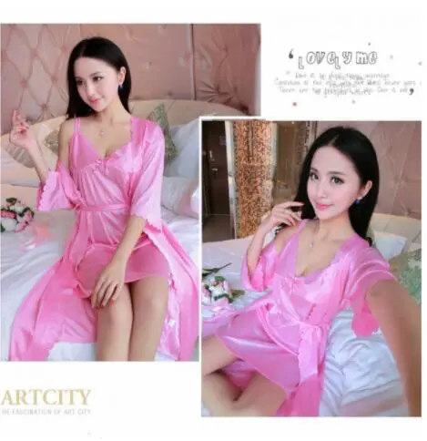 JC 2pcs/Set Sexy lace Women clothes Nightdress Sleepwear Sleeping Night Dresses Ladies Free Size