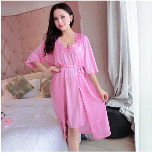 JC 2pcs/Set Sexy lace Women clothes Nightdress Sleepwear Sleeping Night Dresses Ladies Free Size