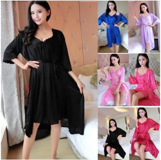 JC 2pcs/Set Sexy lace Women clothes Nightdress Sleepwear Sleeping Night Dresses Ladies Free Size