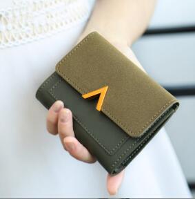 JC New Korean women PU Wallets purse women matte color matching small purse change bag card ladies bag