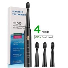 JC Electric Toothbrushes For Men Women Kids adults Tooth brushes rechargeable  Smart Timer Whitening With 3 extra Brush Heads Black or White one size White one size