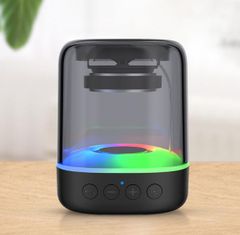 JC wireless Bluetooth  speakers trendy colorful woofer Light Speaker Portable Party RGB Light Mini Amplifier Electronic Transparent Stereo Speaker Box Black as picture